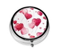 Pink Red Heart Small Pill Box 3 Compartment Portable Pill Box for Purse Pocket Romantic Love Mini Medicine Organiser for Daily Vitamin Fish Oil Storage