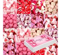 Pink & Red Heart Sweets With Gift Box For Valentine's Day, Wedding Day Celebrations - Random Mixed Heart Chocolates,Sweets With Gift Box - Gift Your Loved One (500g)