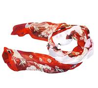 Pink, red or Blue Soft Chiffon feel Ladies Beautiful Traditional Japanese Chinese Geisha print Scarf Shawl 150cm x 50cm - posted from London by Fat-Catz (red geisha)