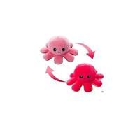 (pink red) Plush Octopus Reversible Cute Flip Soft Toy Gift Happy Sad Pink Blue Tw