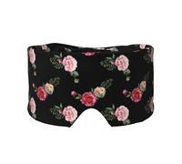Pink Red Roses Vintage Floral On Black Pattern, Full Eye Covers Light Blocking Eye Mask Sleep Eye and Ear Muffs
