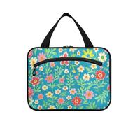 Pink Red Vintage Floral Hanging Cosmetic Bags with Zipper with Hook, Designer Fashion Bag for Makeup for Travelers Toilet envase para Perfume de L
