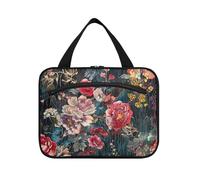 Pink Red Vintage Flowers Hanging Bags for Travel with Hook, Designer Essentials Toiletry Organizer for Travelers Vacation bolso para maquillaje de Mujer L