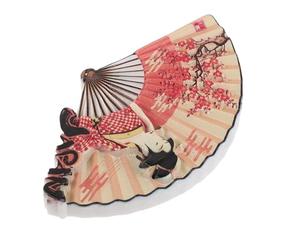 Pink Resin Folding Fan Magnet for Locker, Whiteboard Display | Kawaii Japanese Souvenir, Cherry Blossom 3d Detail, Notes and Postcards Organizer, Travel Memory Gift