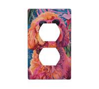 Pink Retro Aesthetic Preppy Dog Outlet Cover Light Switch Cover Decorative 1 Gang Wall Plate for Kitchen Room Bathroom Size 7x11.4cm