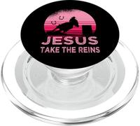 Pink Retro Horse Barrel Racing Jesus Take the Reins Rodeo PopSockets PopGrip for MagSafe