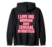 Pink Retro I Love One Woman And Several Motorcycles Zip Hoodie