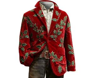 Pink Retro Men's Christmas Blazer Festive Holiday Light Up X-Mas Smart Casual Jacket Funny Christmas Santa Print Slim Fit Suit Party Lapel Sports Coat Men Xmas Holiday Wedding Costume s m l xl 2xl xxl