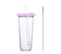 Pink Reusable Bubble Tea Cup with Straw & Straw Cleaner| 20oz Tumbler | Travel Tumbler | Leakproof | Sealable Lid Tumbler | Tapioca | Iced Coffee | Milkshakes & Smoothies | Official Cookie Moon