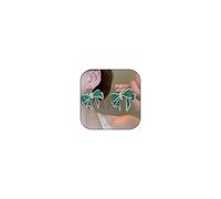 Pink Rhineston Bow Dangle Earrings for Women Green Purple Bowknot Rhineston Dangle Drop Earring Dainty Gold Bead Statement Earring Trendy Jewelry Gift for Women, Large, Resin, No Gemstone