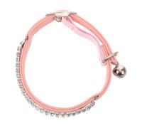 Pink Rhinestone Cat Collar with Bell Adjustable Velvet Necklace | 20cm to 30cm Fit, Metal Buckle, Sparkling Style for Kittens and Dogs at Shows and Events