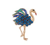 Pink Rhinestone Flamingo Blue Enamel Birds Brooch Pins Jewelry Friends Christmas Gifts, normal, Metal, gem na