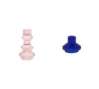 Pink Ribbed Tall Glass Holder & Small Pink Ribbed Glass Holder Bundle