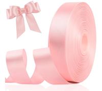 Pink Ribbon 1 Inch 50 Yards for Gift Wrapping, Double Faced Stain Ribbon for Flower Bouquet Crafts DIY Hair Bows Eternal Flowers Christmas Valentine’s Day Wedding Birthday Party Decorations