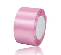 Pink Ribbon 50mm, Pink Satin Fabric Ribbon 23 Meters for Crafting, Gift Wrapping, Flower Bouquets, Balloons, DIY Bows, Wedding Party, Birthday Cakes and Christmas Decorations