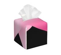 Pink Ribbon Breast Cancer Awareness Square Leather Tissue Box Cover Premium Decorative Organizer with Non-Slip Base for Bathroom Vanity Nightstand Countertop