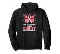 Pink Ribbon Butterfly Christian Breast Cancer Awareness Pullover Hoodie
