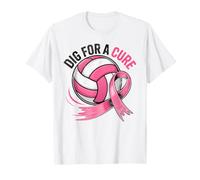 Pink Ribbon Cancer Awareness Volleyball Dig for a Cure T-Shirt