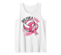 Pink Ribbon Cancer Awareness Volleyball Dig for a Cure Tank Top