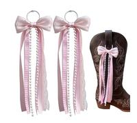 Pink Ribbon Cowboy Boot Bow for Cowgirl Boots Lace Bows for Holiday | 2 PCS Summer Boot Charms for Women, Plaid Cowboy Boot Decorations