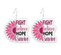 Pink Ribbon Earrings for Women Breast Cancer Awareness Jewelry Pink Ribbon Butterfly Hat Bowknot Boot Hope Fight Support Earrings for Friends Family Encourage Gifts, M, Zinc, No Gemstone