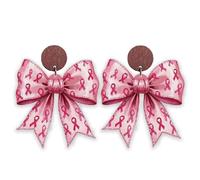 Pink Ribbon Earrings for Women Breast Cancer Awareness Jewelry Pink Ribbon Butterfly Hat Bowknot Boot Hope Fight Support Earrings for Friends Family Encourage Gifts, M, Zinc, No Gemstone