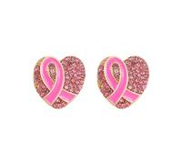 Pink Ribbon Earrings for Women Breast Cancer Awareness Jewelry Pink Ribbon Butterfly Hat Bowknot Boot Hope Fight Support Earrings for Friends Family Encourage Gifts, M, Zinc, No Gemstone