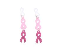 Pink Ribbon Earrings for Women Breast Cancer Awareness Jewelry Pink Ribbon Butterfly Hat Bowknot Boot Hope Fight Support Earrings for Friends Family Encourage Gifts, M, Zinc, No Gemstone