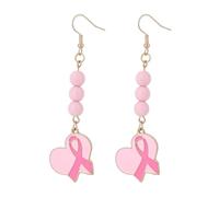 Pink Ribbon Earrings for Women Breast Cancer Awareness Jewelry Pink Ribbon Butterfly Hat Bowknot Boot Hope Fight Support Earrings for Friends Family Encourage Gifts, M, Zinc, No Gemstone