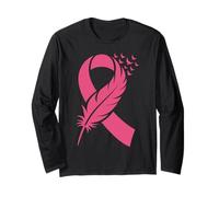 Pink Ribbon Feather Breast Cancer Awareness Long Sleeve T-Shirt