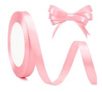 Pink Ribbon for Gift Wrapping, Christmas, Presents, Hair, Cake, Gymnastics - 10mm 23m Satin Ribbon for Valentine's Day, Gender Reveal Decoration