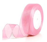 Pink Ribbon for Gift Wrapping Light Pink Ribbon Thick 25mm 50 Yards Organza Ribbons for Crafting Ribbons Gift Wrapping Easter Basket Mothers Day Gifts Flower Bouquet Bow Christmas Tree Cake Decoration
