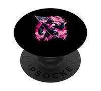 Pink Ribbon Gorilla Breast Cancer Awareness Month Usa Flag PopSockets Adhesive PopGrip