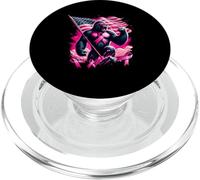 Pink Ribbon Gorilla Breast Cancer Awareness Month Usa Flag PopSockets PopGrip for MagSafe
