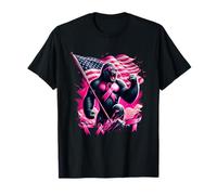 Pink Ribbon Gorilla Breast Cancer Awareness Month USA Flag T-Shirt