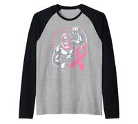Pink Ribbon Gorilla Flex Power Breast Cancer Awareness Raglan Baseball Tee