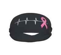 Pink Ribbon Heartbeat Breast Cancer Awareness Unisex Hair Band Lightweight Headband Moisture Wicking Head Bands For Workout Outdoor Activities Tennis Basketball