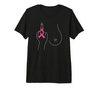 Pink Ribbon Middle Finger Breast Cancer Awareness Premium T-Shirt