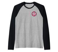 Pink Ribbon Peace Symbol Raglan Baseball Tee
