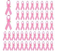 Pink Ribbon Pins 50 Pcs,Cross logo charity event badge Health Awareness Lapel Pin Breast Cancer Awareness Lapel Satin Brooch Pins for Charity Fundraising,Memorials Activity, HIV, Drug Prevention
