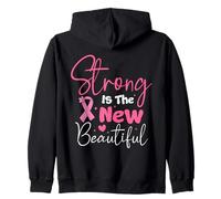 Pink Ribbon Strong The New Beautiful Breast Cancer Support Zip Hoodie