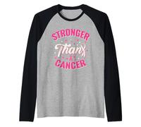 Pink Ribbon Stronger Than Cancer Survivor Fighter Support Raglan Baseball Tee