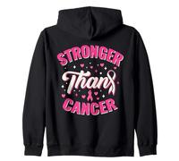 Pink Ribbon Stronger Than Cancer Survivor Fighter Support Zip Hoodie
