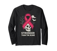 Pink Ribbon Stronger Than Scare Cool Women's Pink Halloween Long Sleeve T-Shirt
