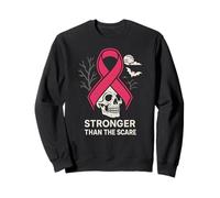 Pink Ribbon Stronger Than Scare Cool Women's Pink Halloween Sweatshirt