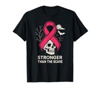 Pink Ribbon Stronger Than Scare Cool Women's Pink Halloween T-Shirt