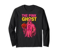 Pink Ribbon The Pink Ghost Cute Women's Spooky Awareness Long Sleeve T-Shirt