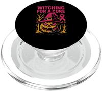 Pink Ribbon Witch Witching For A Cure Cute Woman's Halloween PopSockets PopGrip for MagSafe