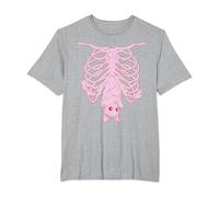 Pink Ribs Bat Pastel Goth Halloween Kawaii Skeleton Witch T-Shirt, Men's Big and Tall, Heather Grey, 2X Tall