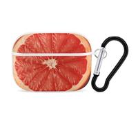 Pink Ripe Grapefruit Slice AirPods Pro 2 Case Cover, Shockproof Hard Shell Protective Case for Women Men, Compatible with Airpod Pro Case 2nd/1st Generation with Keychain-White
